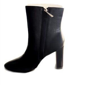 FRENCH CONNECTION Women's Black Logo Tori Pointed Toe Block Heel Booties 9